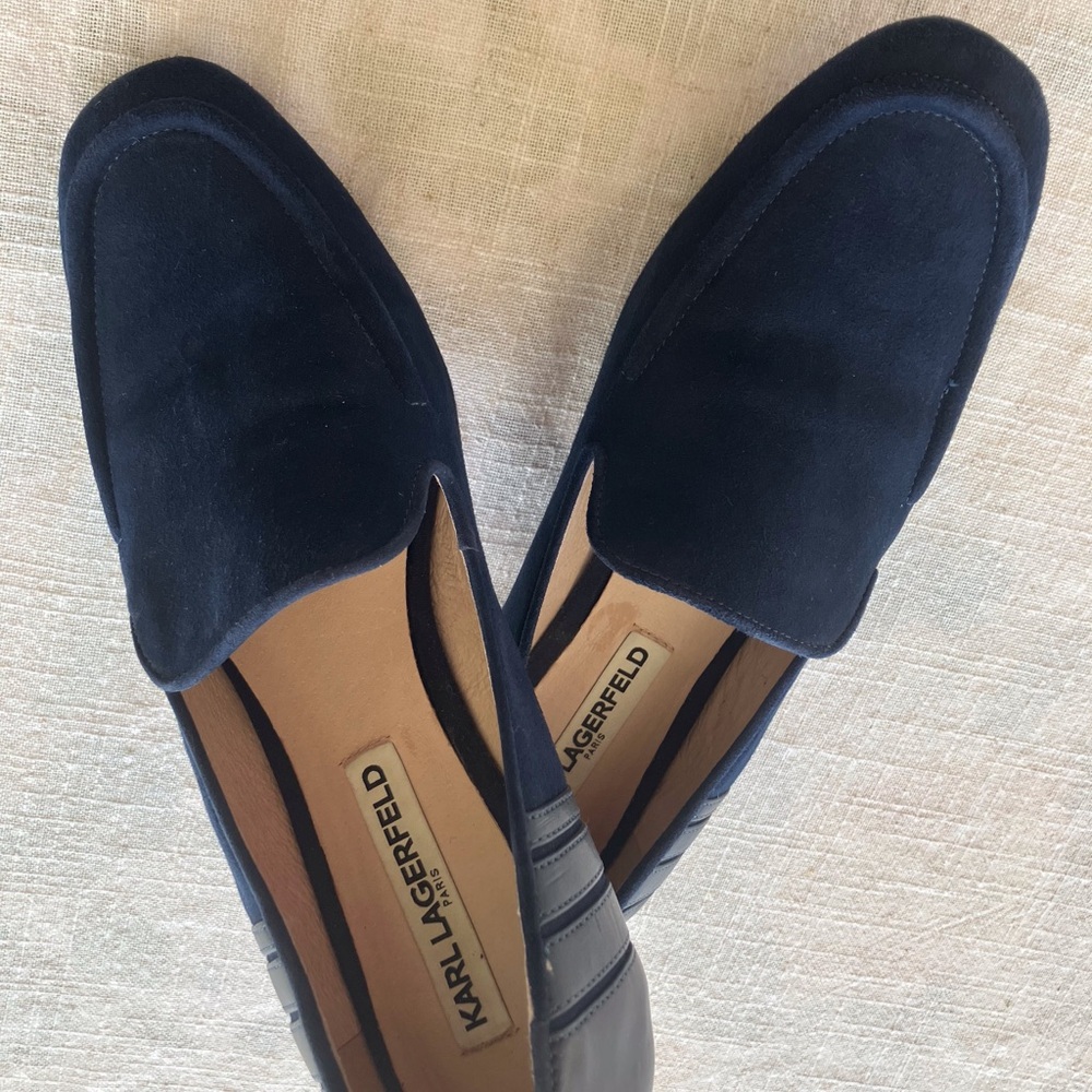 Karl Lagerfeld Blue Suede Flats